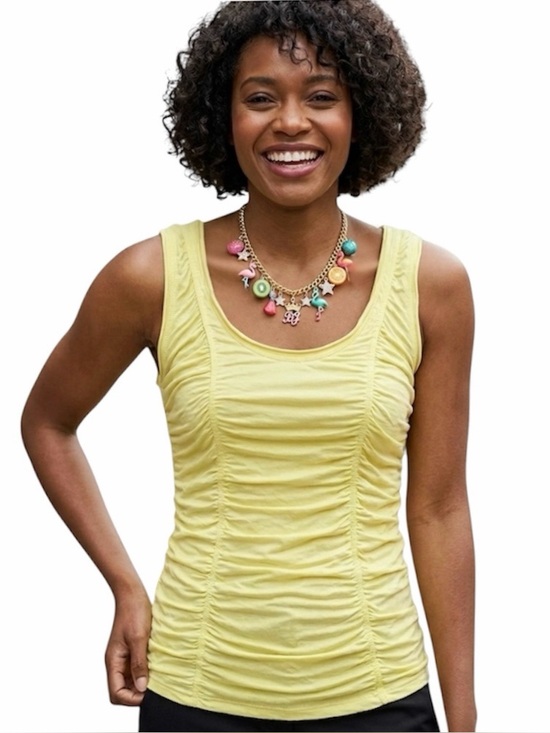 Worth Tops - Worth New York Pistachio Skinny Ruched lightweight sleeveless scoop neck tank
